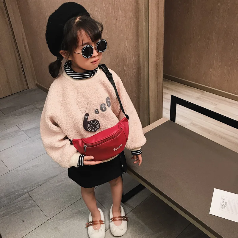 Cartoon Cute Kids' Shoulder Bag PU Leather Small Backpack Trendy Chest bag for Kids Dumpling Wrap Water Resistant waist bag