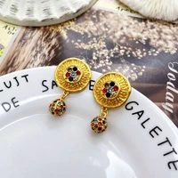 cute stud earrings drill ball drop colorful stone pendientes for womens birthday party gifts