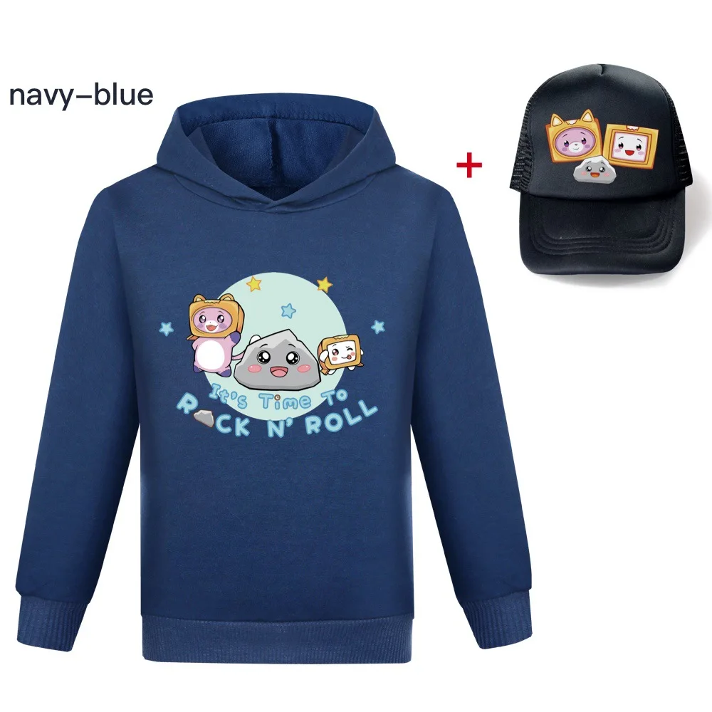 

Kids Clothing LANKYBOX Long Sleeves Hoodies Girls Boys Cotton Children Print Sweatshirt Baby Toddler Tops Cartoon Clothes+ Hat