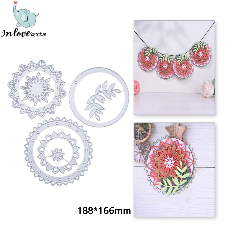 

InLoveArts Circle Lace Round Frame Metal Cutting Dies Cuts Leaf Stencils DIY Scrapbooking Paper/photo Cards Embossing Craft Dies