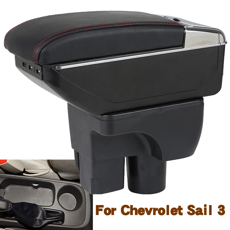 

Подлокотник для Chevrolet Sail 3, центральная консоль, вращающийся, выдвижной, двухслойный, подстаканник, пепельница, USB, автомобильные аксессуары