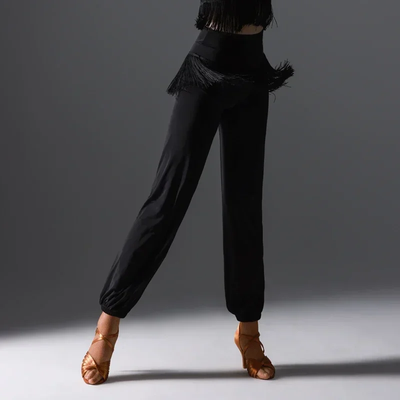 Модные брюки для латинских танцев женщин одежда самбы румбы с кисточками женская