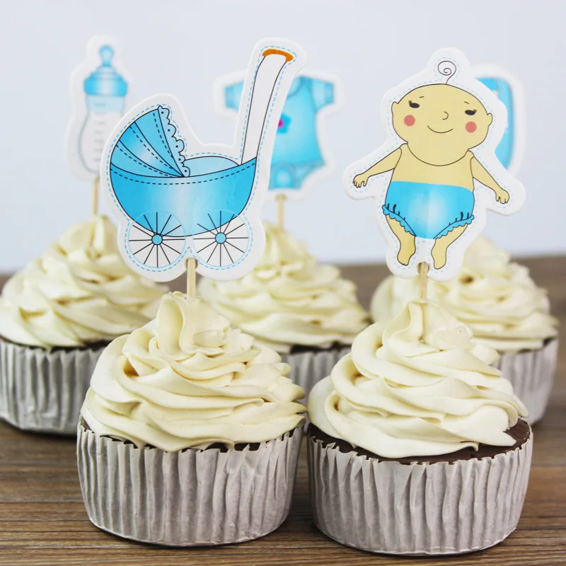

20Pcs Baby Shower Boys And Girls Cake Theme Party Birthday Anniversary Cupcake Topper Flag Dessert Table Tag Baking Decoration