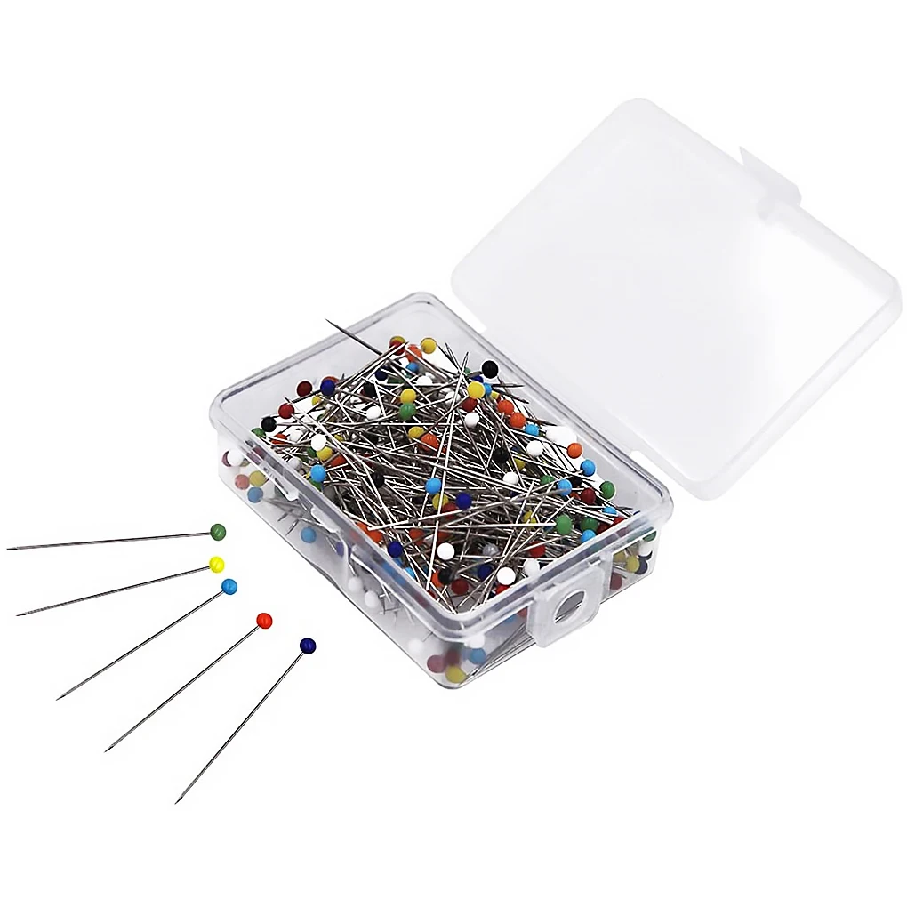 

250Pcs Glass Ball Head Pins Mixed Colors Straight Quilting Needles DIY Sewing Crafts Pins