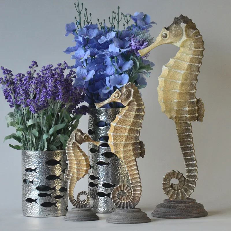 Поделки из смолы имитация скульптуры животного гиппокамп океан настольные