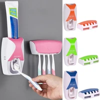 automatic toothpaste dispenser wall mount space saving toothbrush holder toothbrush storage combination set