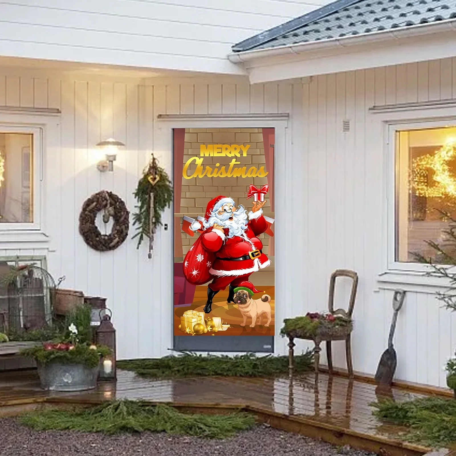 Вверх свое Рождество с помощью этого и праздничной рождественской дверной