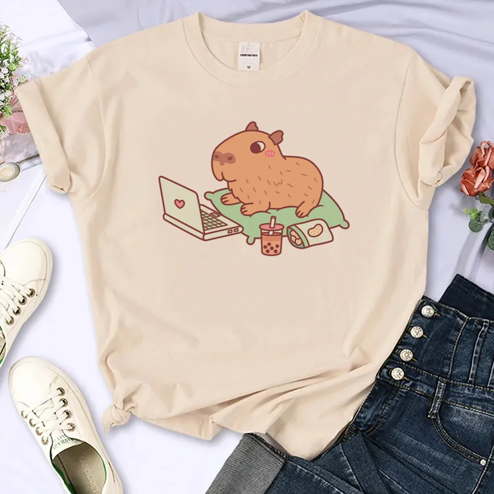 

Capybara top women harajuku graphic summer Tee girl anime harajuku clothes