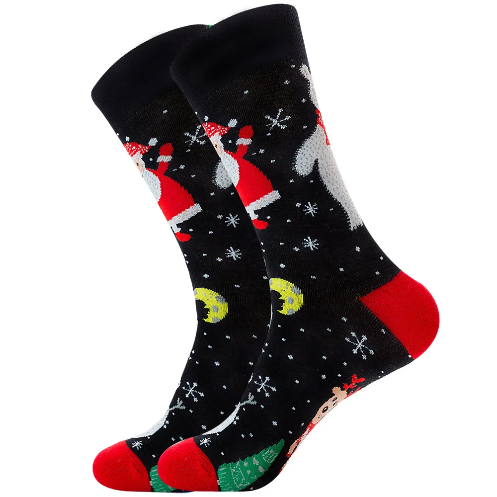 20 Pairs Cartoon Men Merry Christmas Socks Cotton Sweat Absorbent Middle Tube Boy Santa Claus Elk Socks Autumn Winter