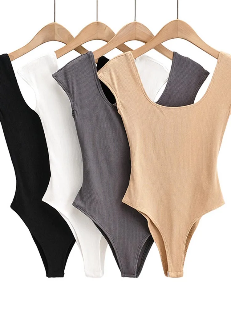 Повседневный базовый стиль Babes сексуальный однотонный облегающий комбинезон с