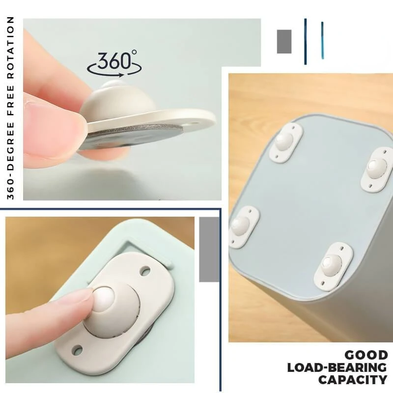 

Adhesive 360 Swivel Casters Stainless Steel Pulley Furniture Storage Box Roller Self Casters Pulley for Cabinet Trash