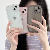 cute plain color bow soft tpu clear case for iphone 13 11 12 pro max xs xr x shockproof silicon back cover capa