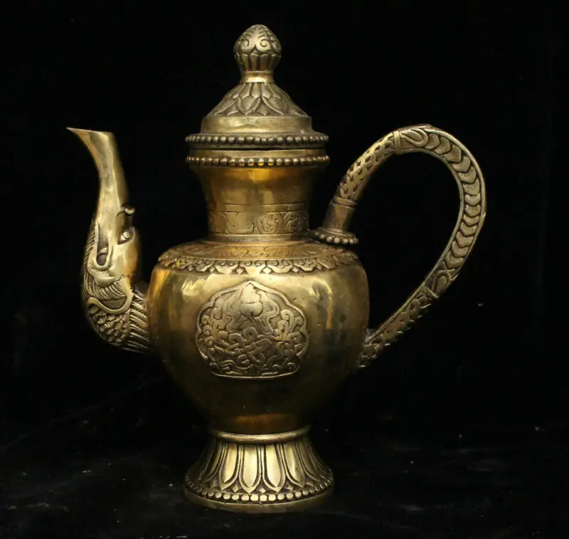 Тибетский буддизм латунный бронзовый зверь 8 символов благоприятного вина