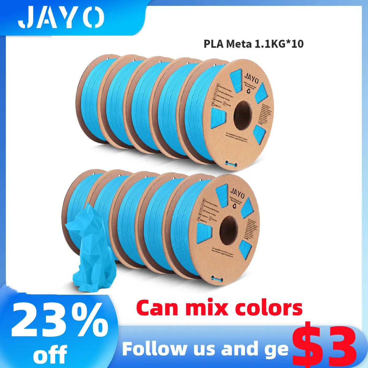 

3D Printer Filament PLA meta JAYO PLA Meta 1/2/510 RollS1.75mm Dimensional Accuracy +/- 0.02 mm 5 kg Spool No bubbles PLA