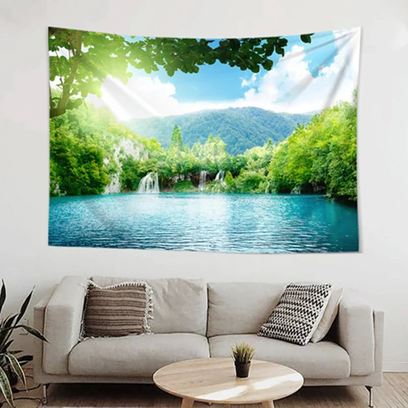 Оптом 3D красивый закат гобелен большой волны пляж синее море настенные гобелены