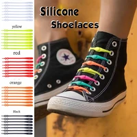 12pcslot silicone elastic shoelaces round no tie laces for men women sneakers lazy quick shoe children lock rubber shoelace
