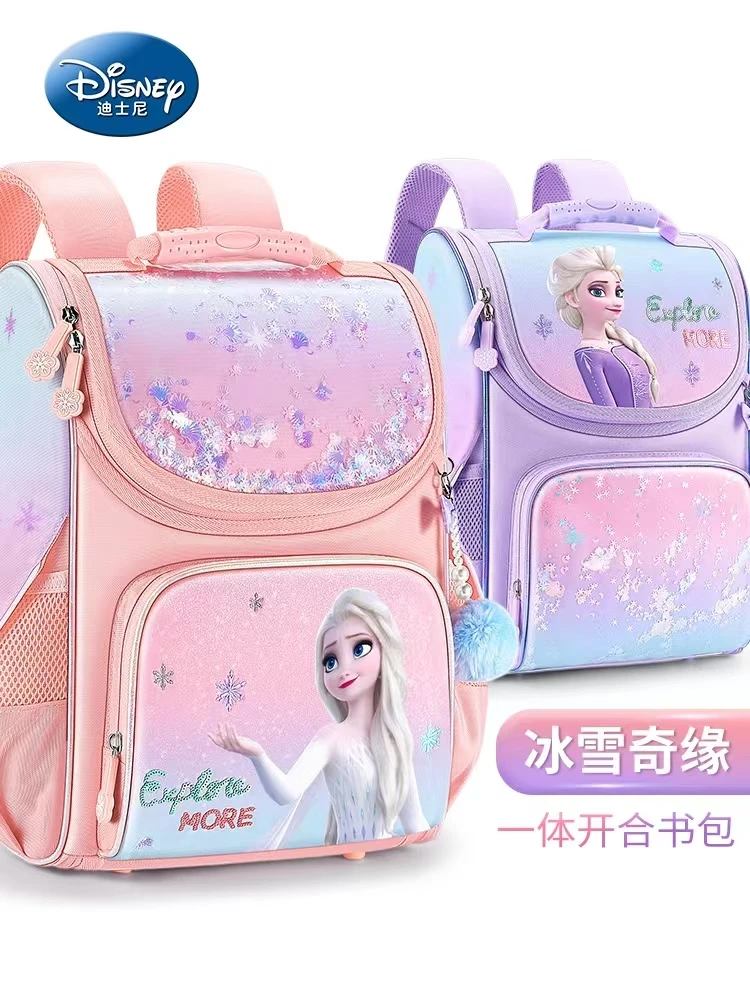 2022 Disney New Frozen School Bag For Girls Elsa Anna Primary Student Shoulder Orthopedic Backpack Large Capacity Light Mochila