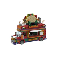 moc taco truck building block kit farm food van wheat tortillas car brick model diy kids puzzle brain toys birthday gift