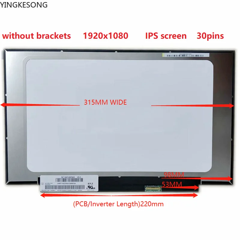 

14.0" FHD 30PINS IPS N140HCE-EN2 Rev C4 N140HCE-EN2/GP2/GN2 for Asus ZenBook Duo UX481FL LCD LED Screen 1920x1080