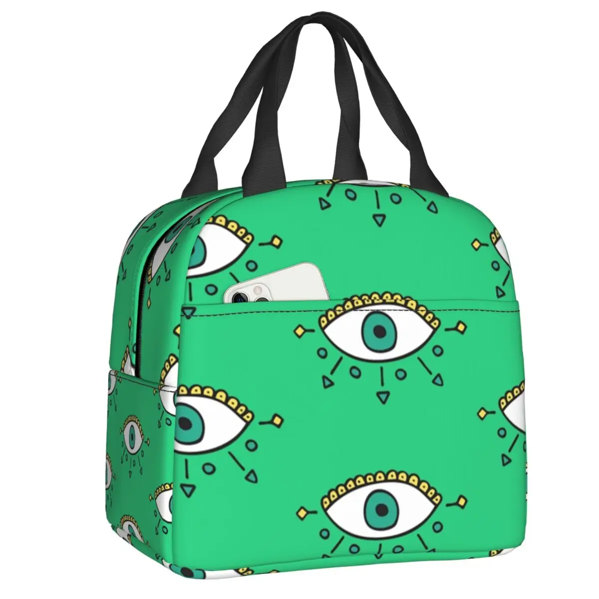 

Зеленые королевские теплоизолированные сумки для ланча от сглаза, Женская амулетная переносная сумка-тоут Nazar для путешествий, многофункци...