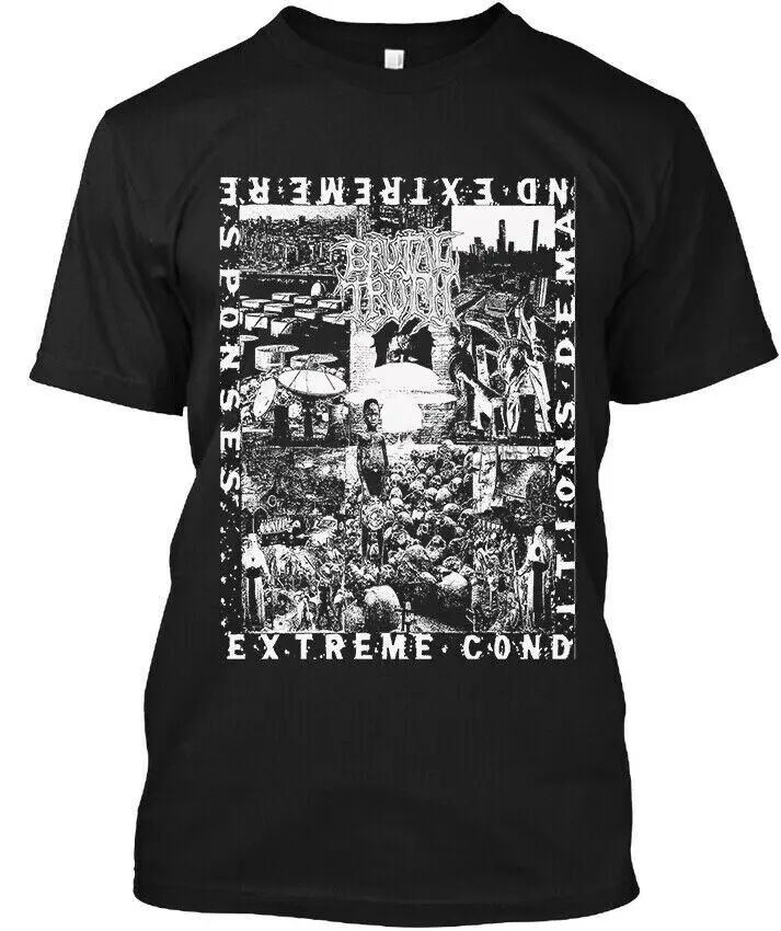 Brutal Truth Extreme Conditions Demand Grindcore Band O-Neck Cotton T Shirt Men Casual Short Sleeve Tees Tops Harajuku