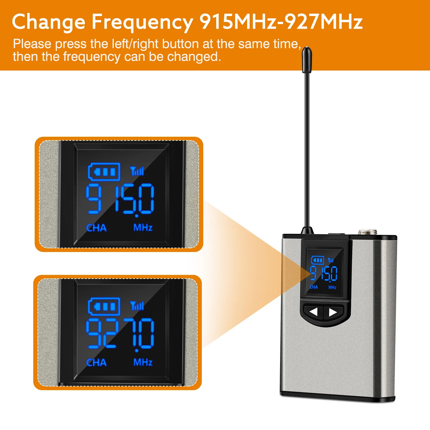 UHF Беспроводная гарнитура Микрофон 915-927 МГц Петличный микрофон с передатчиком