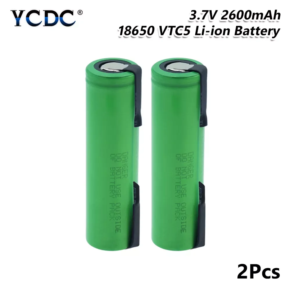 

2023New New 1-10Pcs 18650 battery 2600mah 3.7v rechargeable li-ion battery High Drain 30A for US18650VTC5 lithium battery DIY ni