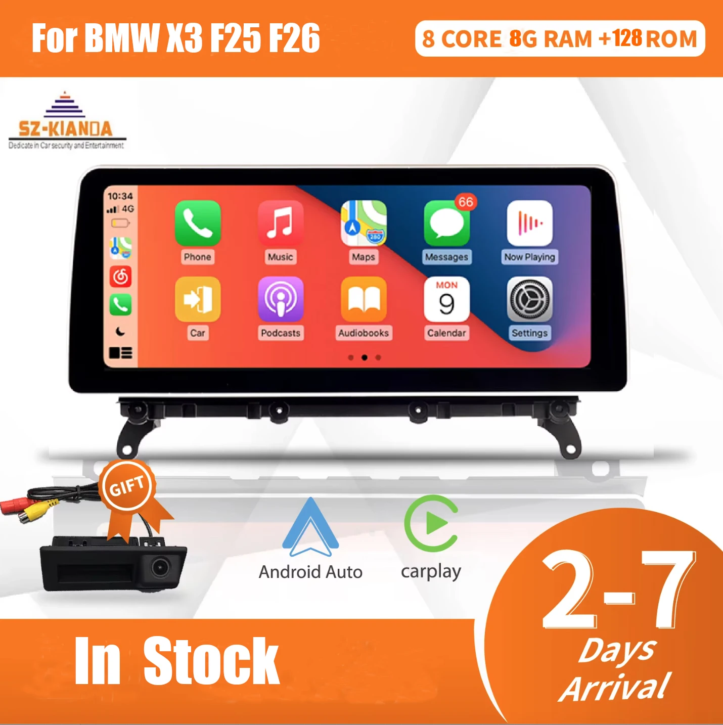 

12,3-дюймовый автомобильный мультимедийный сенсорный экран 1920*720P для BMW X3 F25 X4 F26 CIC NBT Android 14 Auto System Wireless Carplay Radio GPS