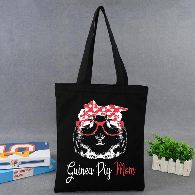 

Guinea Pig mom shopping cute tote bags fashion cute Reusable Shopping Canvas Bag Shopper Bag Handbag Tote Shoulder Lady Bag
