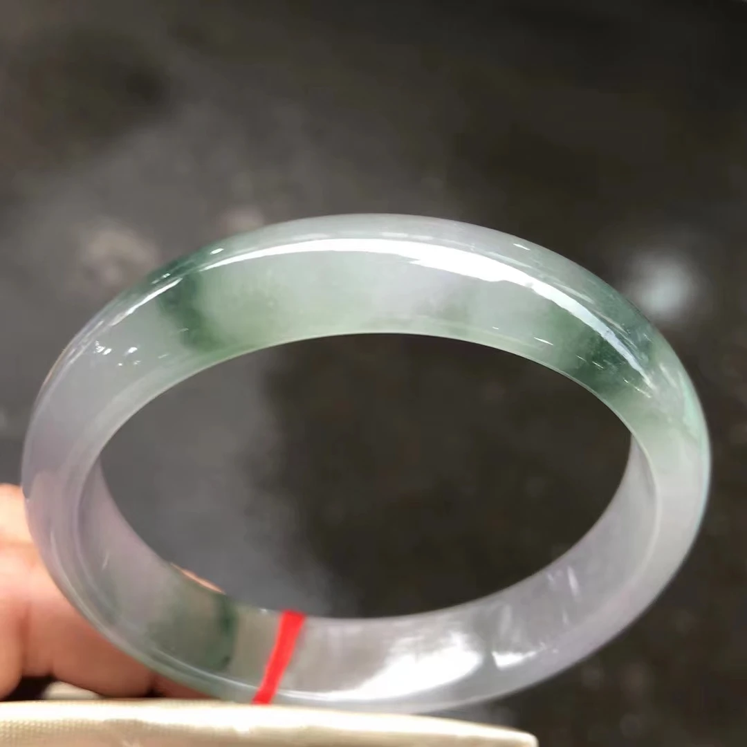 

Natural 100% real Myanmar jadeite bangle flat bar jadeite bangle green jadeite for woman temperament gift bracelets 57.5mm 371