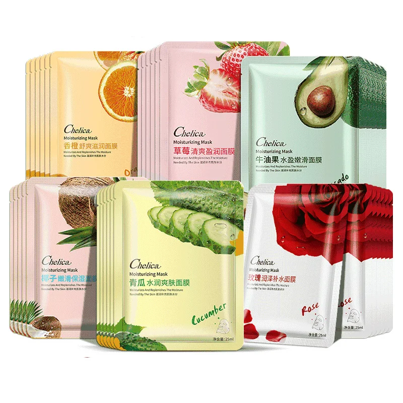 

5pcs Fruit Moisturizing Face Masks for Beauty Face Skin Care Nourishing Anti Acne Anti-wrinkle Hydrating Facial Mask Sheet Masks