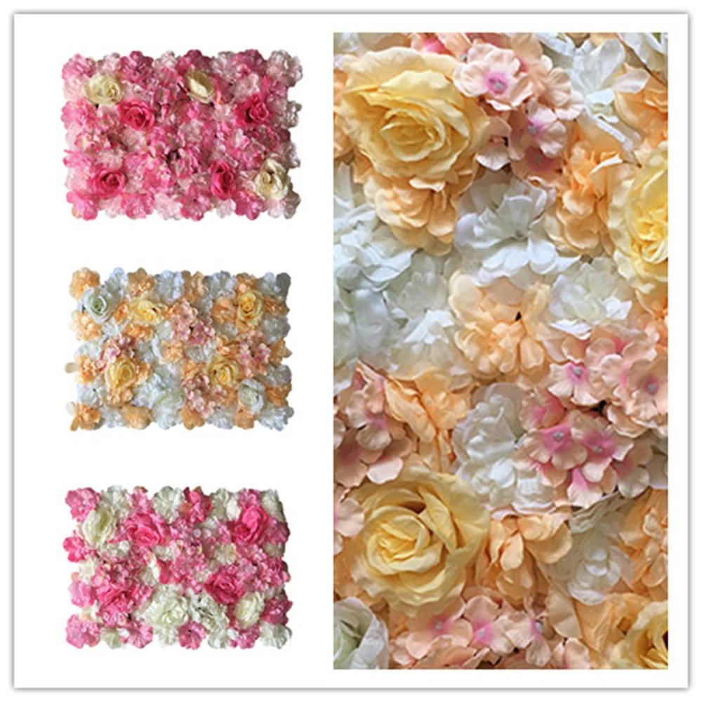 

Silk Rose Flower Backdrop Decoration Wedding Artificial Flower Wall Panel Home Party Ecor Baby Shower DIY Gift 40x60cm 3D