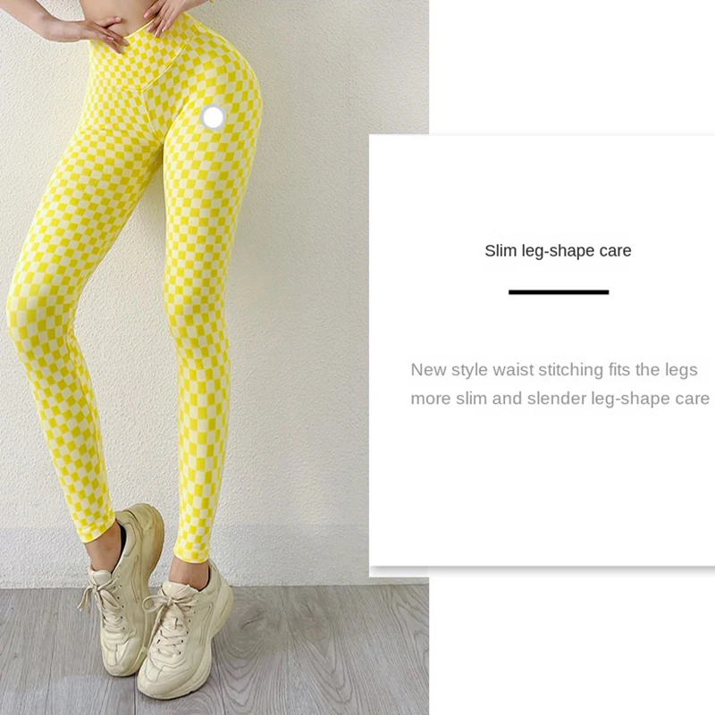 Seamless Grid Yoga Pants Push Up Hip Lift Sport Leggings High Waist Elasticity Women Fitness Quick Dry Workout Pants Gym Legging