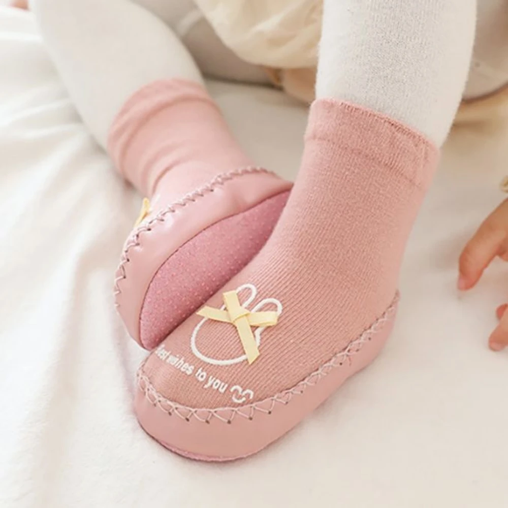 

Baby Floor Socks Cotton Cozy Bear Print Infant Girl Boy Non-Slip Sox Shoes For First Steps Cartoon Cute Toddler Newborn Socks