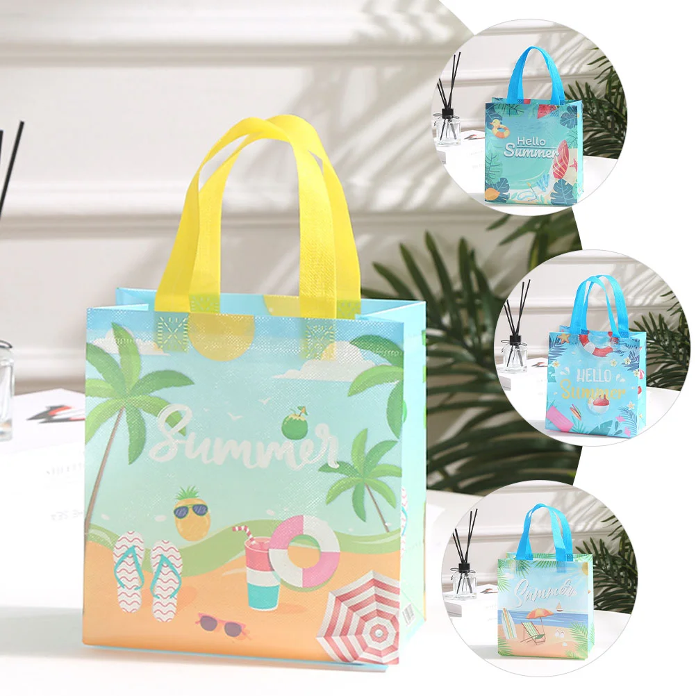 

8 Pcs Non-woven Bags Beach Shopping Seaside Fold Luau Party Fabric Handbags Hawaiian