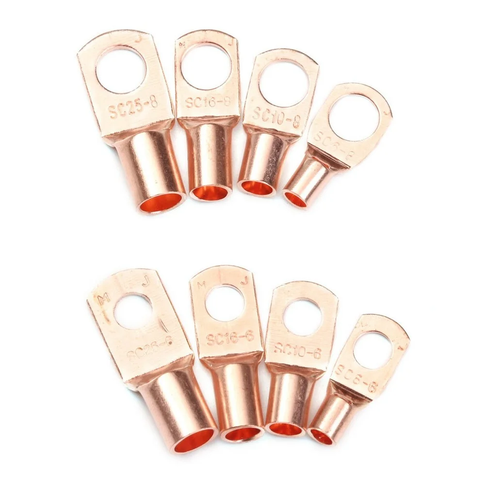 10/25/50/100pcs Copper Lug Ring Wire Connector Bare Cable Electric Crimp Terminal SC6-6 SC6-8 SC10-6 SC10-8 SC16-6 SC16-8 SC25-6 |