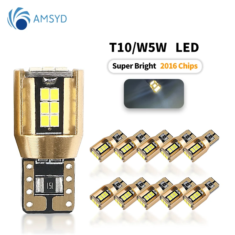 

2Pcs T10 W5W Super Bright 2016 LED Car Parking Lights WY5W Auto Wedge Turn Side Bulbs Canbus Interior Reading Lamps 12V