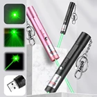 Зеленая лазерная указка высокой мощности, ручной перезаряжаемый через USB лазерный указатель с регулируемым фокусом для кемпинга и пешего туризма