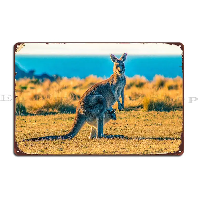 

Kangaroo With Baby Metal Signs Retro Wall Wall Decor Printed Wall Pub Tin Sign Poster