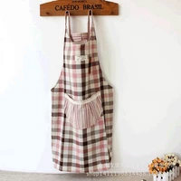 cook apron new home day korean plaid striped splicing dress cotton wide strap factory direct sales