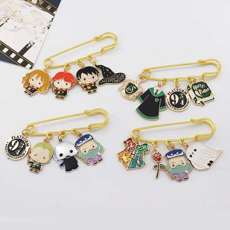 

Cartoon Kawaii School of Magic Harries Perimeter Brooch Accessory Hermione Potters Alloy Badge Suit Clothes Anti-slip Pin Match