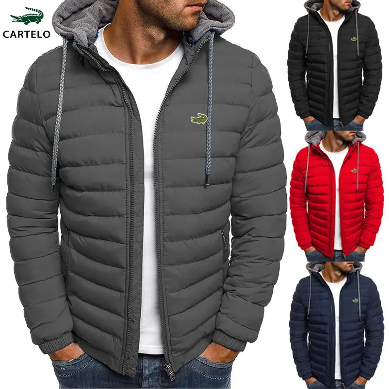 

Зимняя Новая высококачественная Мужская теплая ветрозащитная хлопковая куртка CARTELO, модное повседневное утепленное пальто из хлопка с капюшоном и принтом