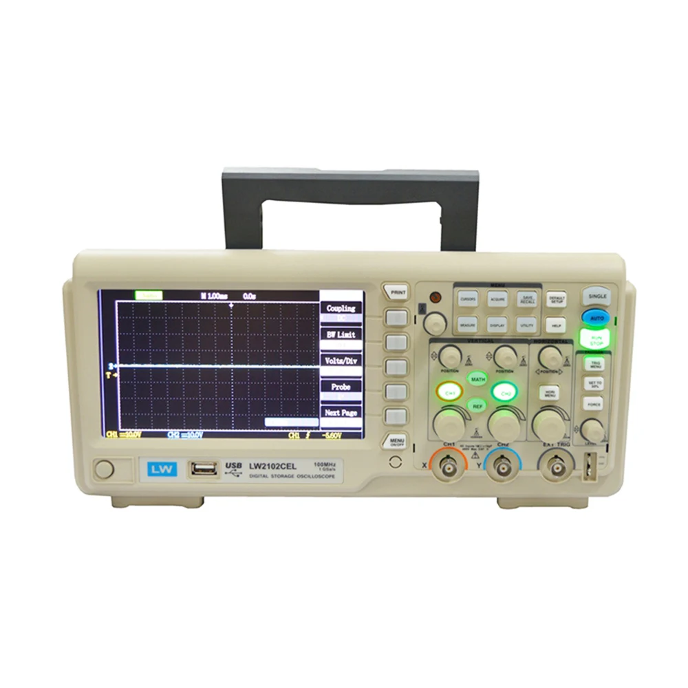 

LW-2102CEL 100MHZ Bandwith 2 Channel Digital Storage Oscilloscope USB Oscilloscope 1GS/s 7 Inch Color Display