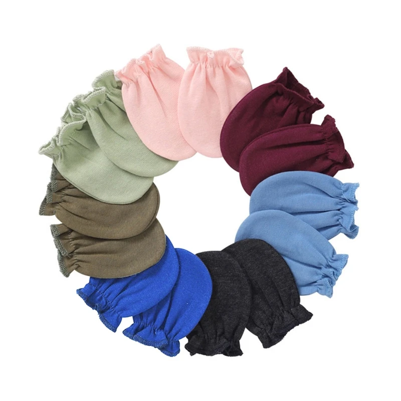 

1 Pair Newborn Protection Face Scratch Hands Gloves Solid Color No Scratch Mitts Baby Anti Scratching Soft Cotton Gloves