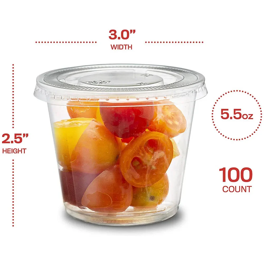 

2023 100Pcs Disposable Plastic Cup With Lid Jelly Yogurt Mousse Sauce Condiment Transparent Tart Container Disposable kitchen ap