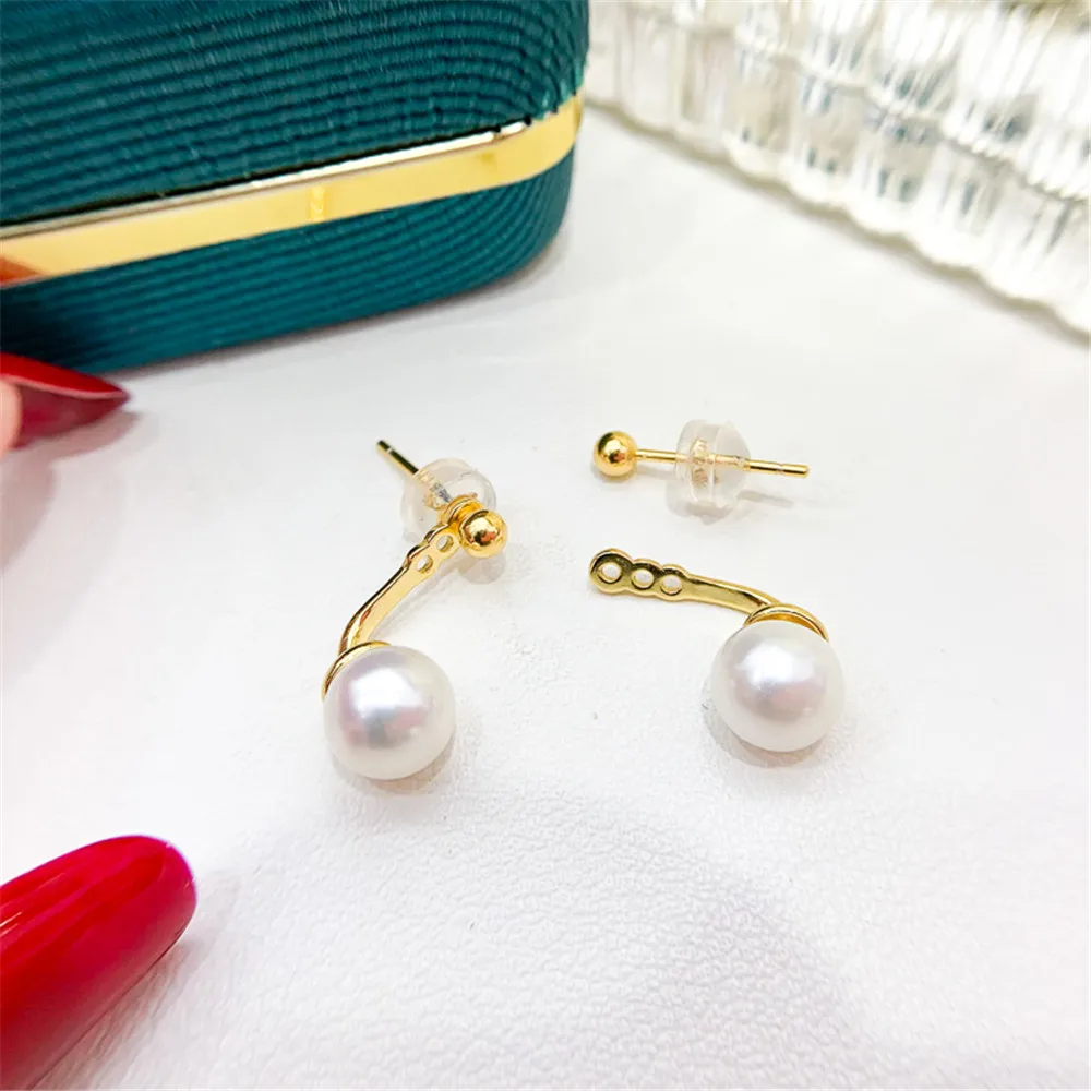 

Plated Gold Earrings Mountings Pearl Ear Wires Earrings Hook Findings Settings for DIY Stud Earrings Jewelry Making