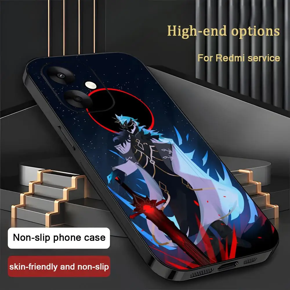 Фото Чехол для телефона Genshin Impact Capitano для Xiaomi Redmi Note 14 13 12 11 Pro Plus S 5G 14C A3, мягкий черный чехол для телефона №4