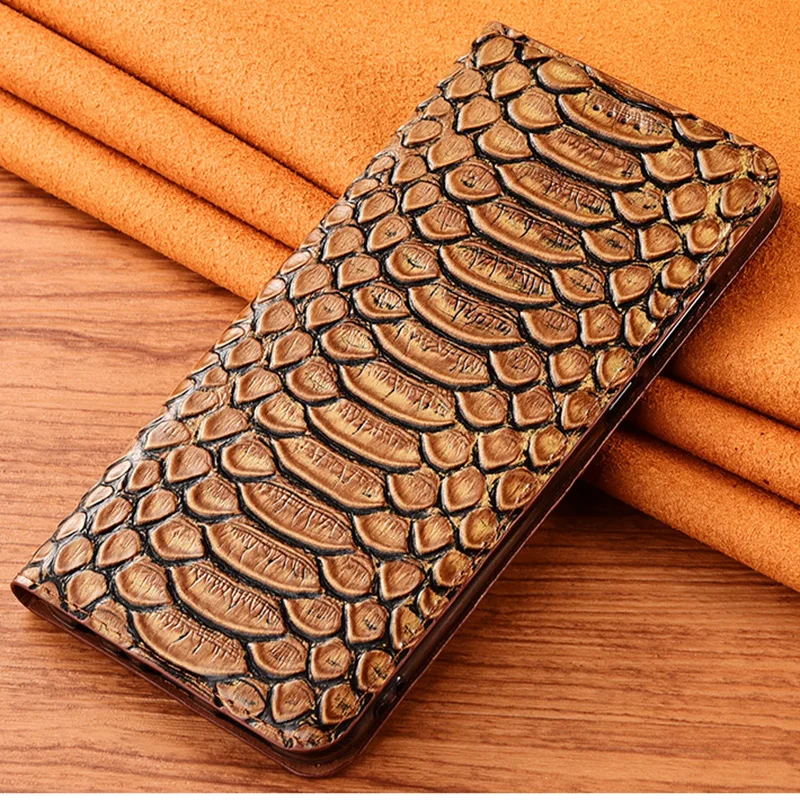 

Luxury Python Texture Genuine Leather Case For Samsung Galaxy A13 A52S A21S A33 A53 A73 A23 5G Cowhide Flip Cover Phone Case
