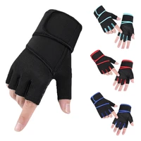 long wrist band half finger cycling gloves weight lifting gloves protect wrist gym training fingerless men women cycling gloves