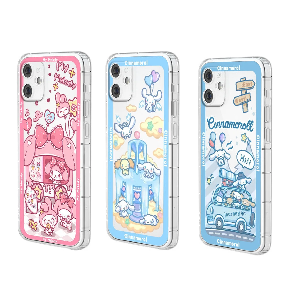 

Sanrios Kawaii Cinnamoroll чехол для Iphone аниме мультфильм Мороженое Мелодия Apple13Promax мягкий корпус прозрачный противоударный чехол для телефона
